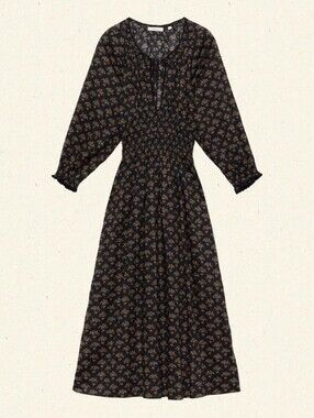 DOEN Delfina Smocked Midi Dress In Floral Print